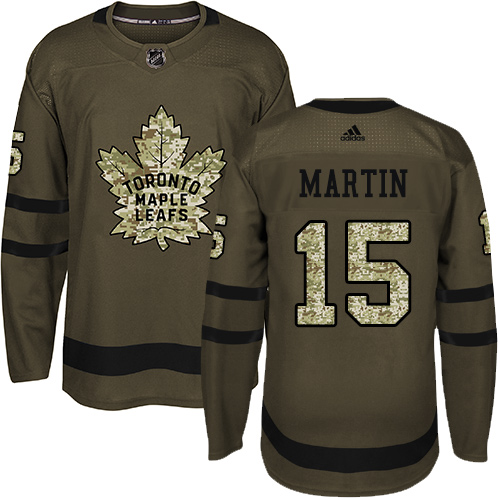 Adidas Maple Leafs #15 Matt Martin Green Salute to Service Stitched NHL Jersey - Click Image to Close